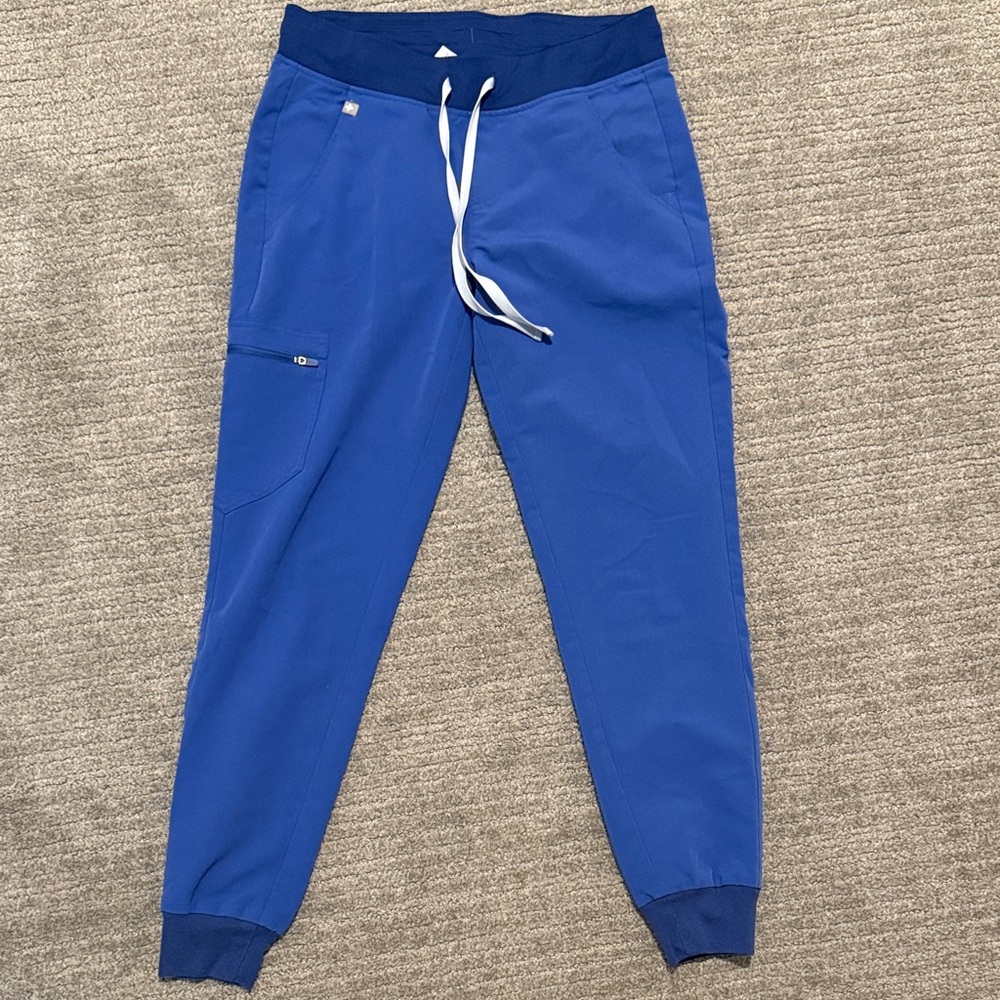 Figs Winning Blue Joggers with Gray Drawstring